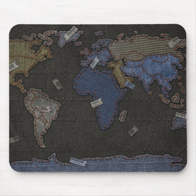 Jeans World Map Mouse Pad (Front)