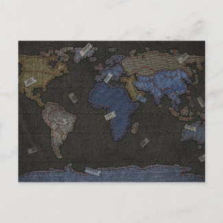Jeans World Map Postcard
