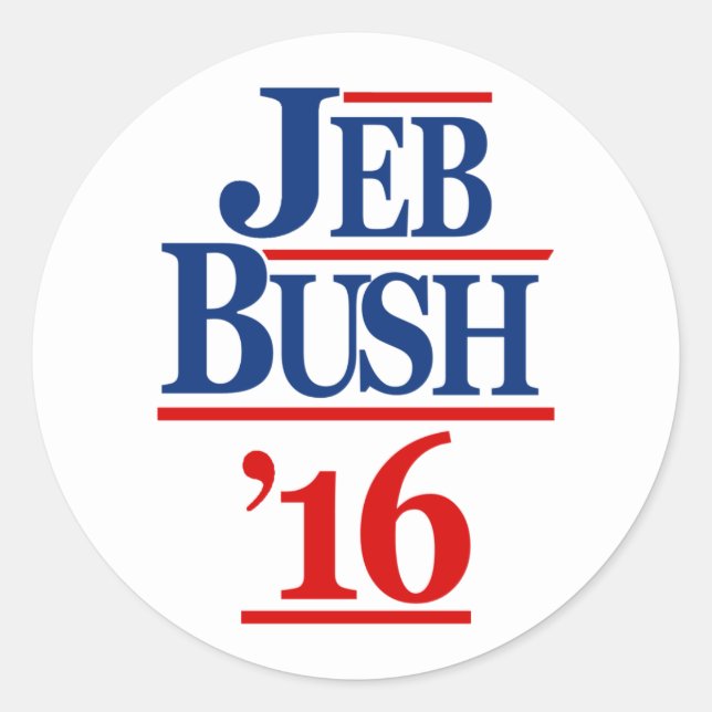 Jeb Bush 2016 Classic Round Sticker (Front)