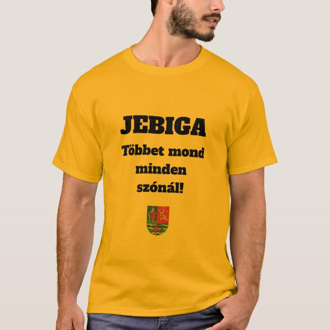 JEBIGA Többet mond minden szónál! sárga rövid ujjú T-Shirt (Front)