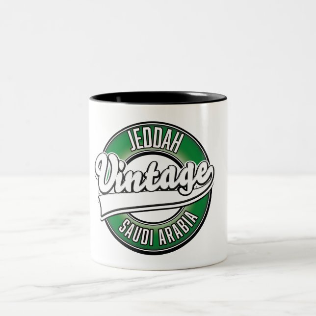 jeddah saudi arabia logo Two-Tone coffee mug (Center)