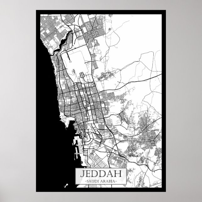 Jeddah Saudi Arabia Map Poster (Front)