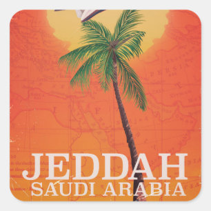 Jeddah Saudi Arabia Vacation poster Square Sticker