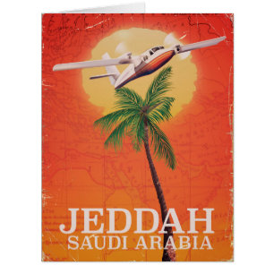 Jeddah Saudi Arabia vintage map travel poster.