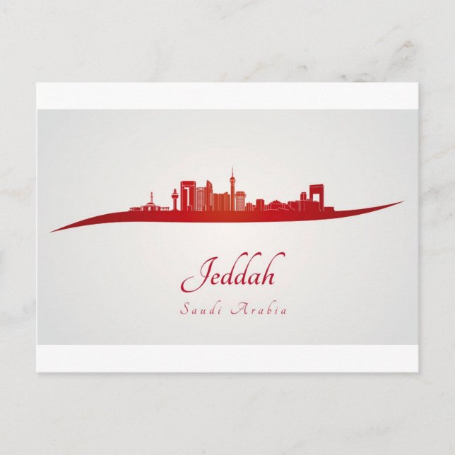 Jeddah skyline in red.jpg postcard (Front)