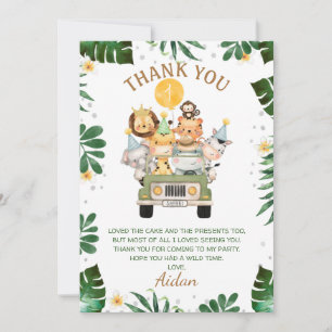 Jeep Safari Animal Birthday Thank You Card