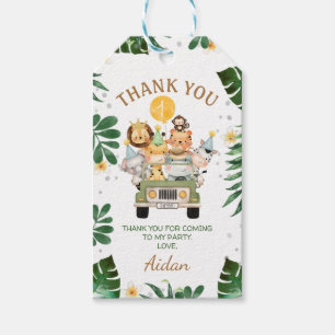 Jeep Safari Animals Birthday Thank You Gift Tags