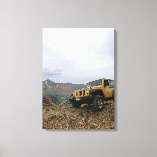 Jeep yellow rubicon mountain canvas print (Front)