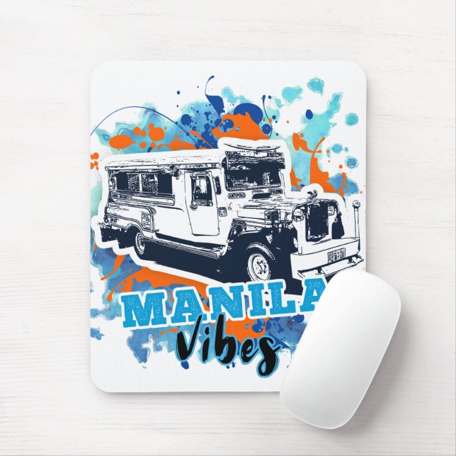 Jeepney Manila Vibes Blue Orange Mouse Pad (With Mouse)