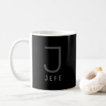 Jefe Black White Modern Coffee Mug<br><div class="desc">Let them know who's the boss at home or in the office with this modern ceramic mug!</div>
