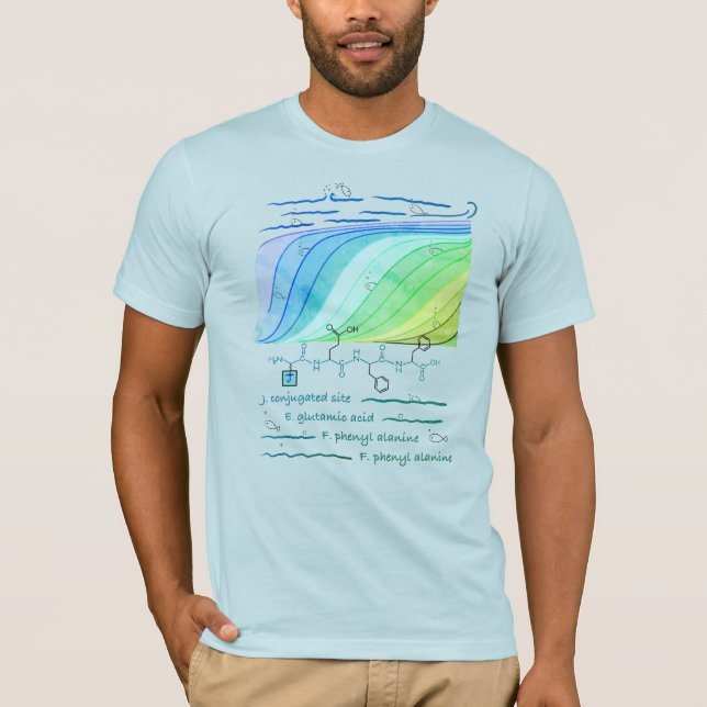 JEFF peptide, AUC theme, custom text, light T-Shirt (Front)