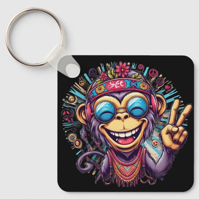 "Jeff the Chill Monkey" Keychain Aluminium Keychai (Front)