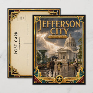 Jefferson City Missouri Vintage Art Deco Golden Ag Postcard