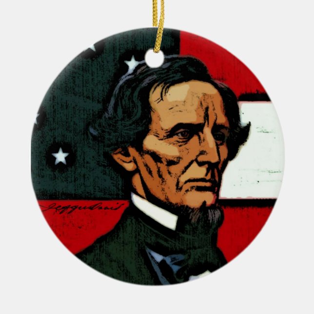 Jefferson Davis, President of the Confederacy Ceramic Tree Decoration (Front)