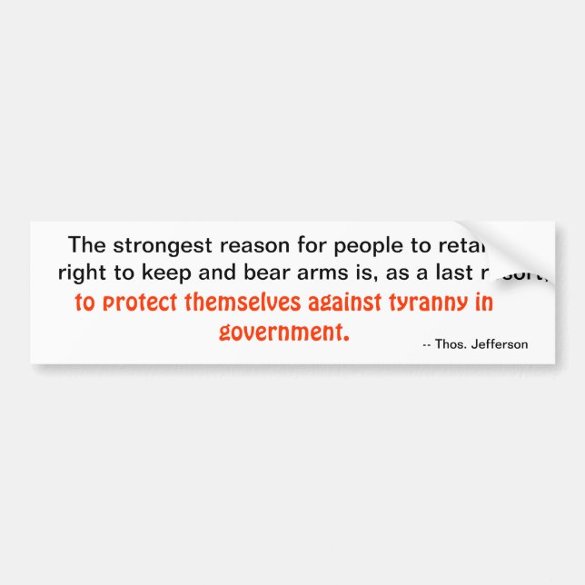 Jefferson Gun Rtghts Bumper Sticker (Front)