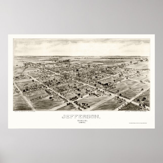 Jefferson, OH Panoramic Map - 1901 Poster (Front)