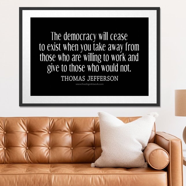 Jefferson Quote On Democracy Poster (Patriotic Poster)