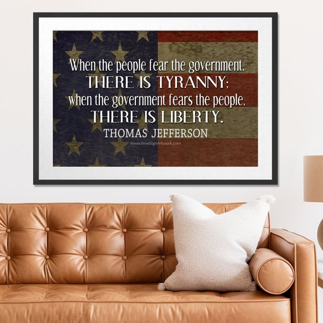 Jefferson Quote On Liberty and Tyranny Poster (Patriotic Poster)