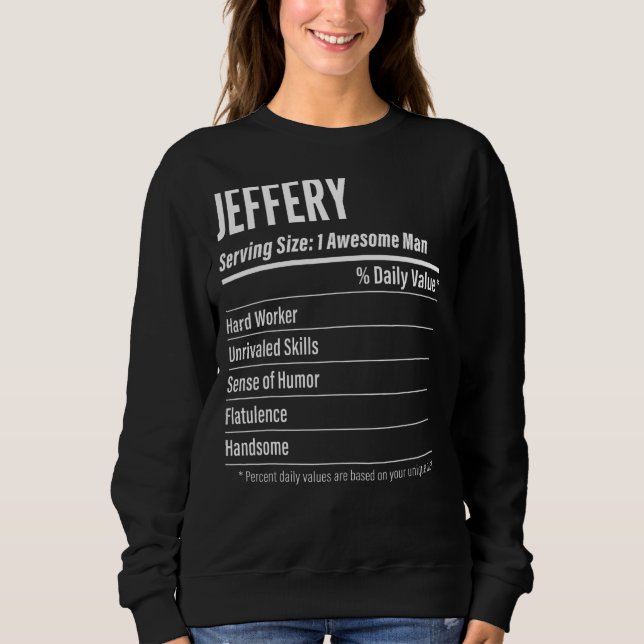 Jeffery Serving Size Nutrition Label Calories Sweatshirt (Front)