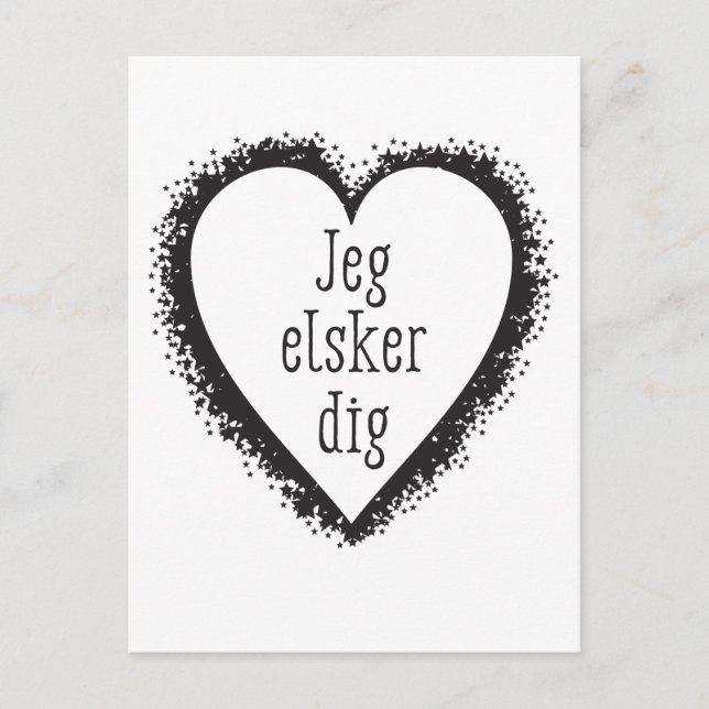 Jeg elsker dig , I love you in Danish Postcard (Front)