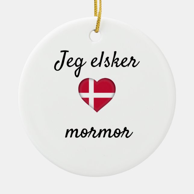 Jeg elsker mormor ceramic tree decoration (Front)