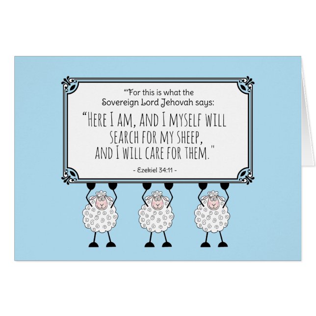 "Jehovah Cares For His Sheep" Card (Front Horizontal)