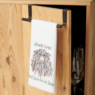 "Jehovah Loves and Cares for His Sheep" Kitchen To Tea Towel