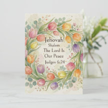 Jehovah Shalom, Tulips Eucalyptus Whimsical Card