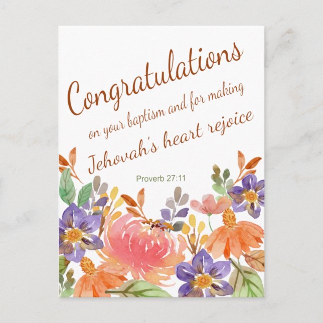 Jehovah Witness JW Baptism Gifts  Postcard (Front)