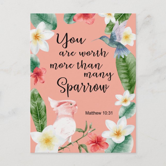 Jehovah Witness JW Encouragement Matthew 10:31 Postcard (Front)