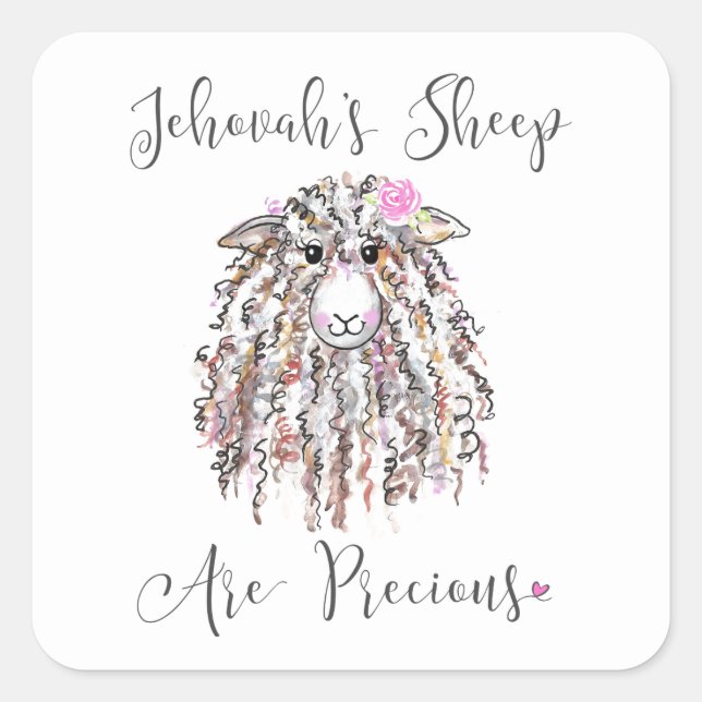 “Jehovah's Sheep Are Precious" Square Sticker (Front)