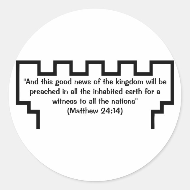 Jehovah's Witness Watchtower Matthew 24:14 Sticker (Front)