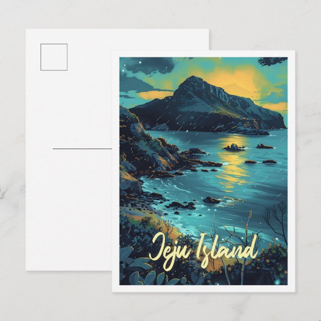 Jeju Island South Korea Art Travel Illustration Postcard (Front/Back)