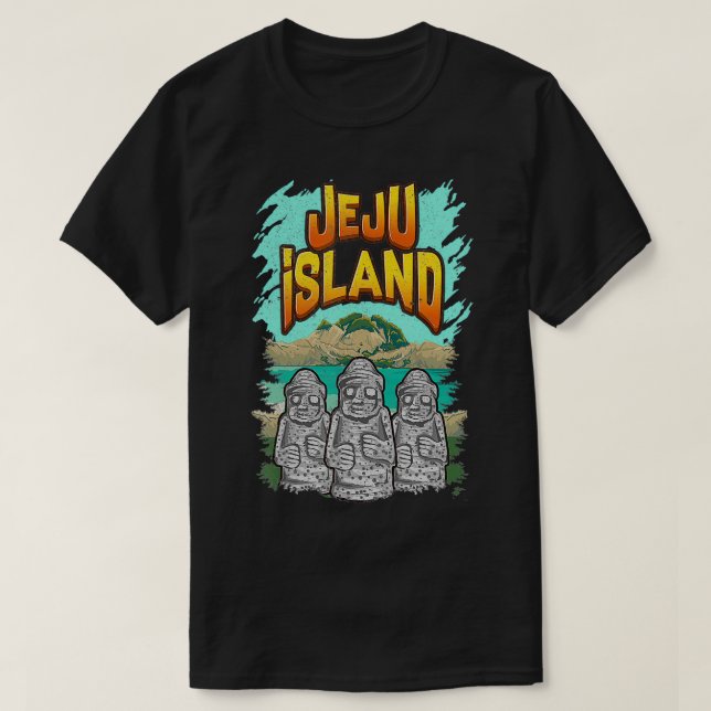Jeju Island South Korea Dol Hareubang Statues Vint T-Shirt (Design Front)