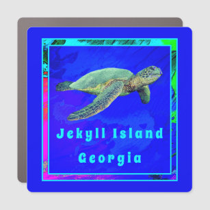 Jekyll Island GA Ocean Blue Sea Turtle Car Magnet