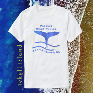 Jekyll Island GA Right Whale Fins and Waves T-Shirt