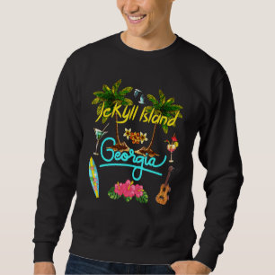 Jekyll Island Georgia Beach Summer Palm Sun Set Pa Sweatshirt
