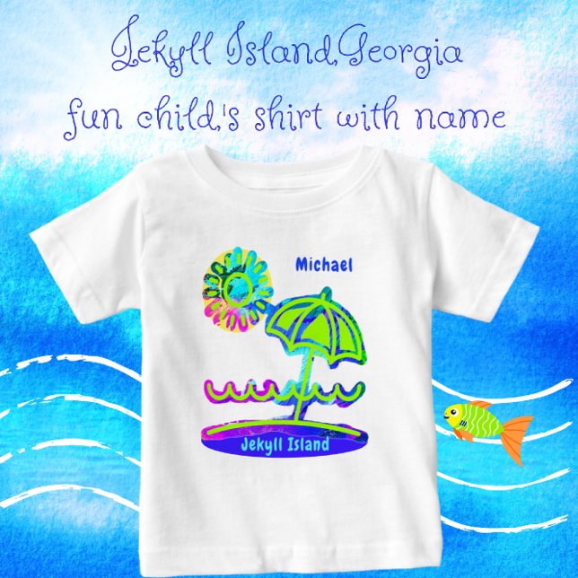 Jekyll Island Georgia Beach Umbrella Sun and Waves Baby T-Shirt (Creator Uploaded)