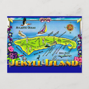 Jekyll Island Georgia Colorful Postcard