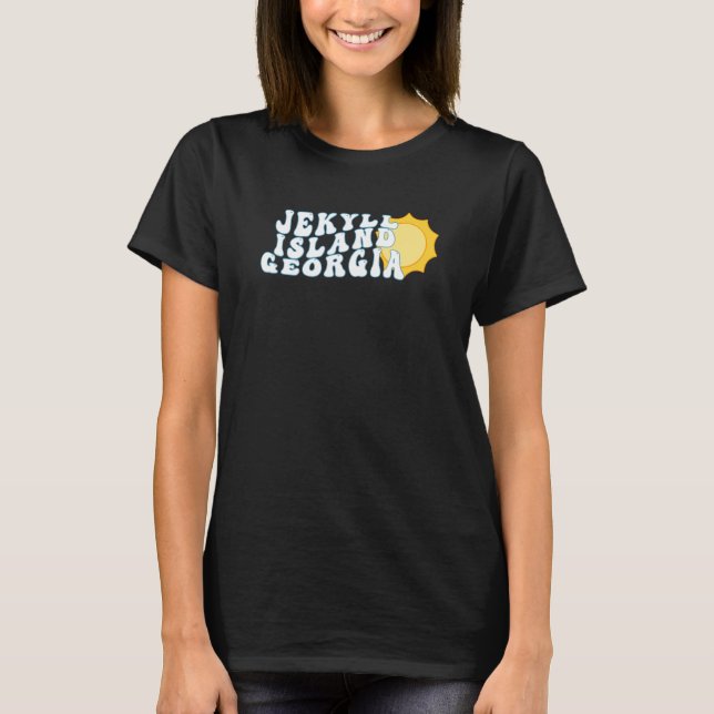 Jekyll Island Georgia GA Retro Wavy Family Vacatio T-Shirt (Front)