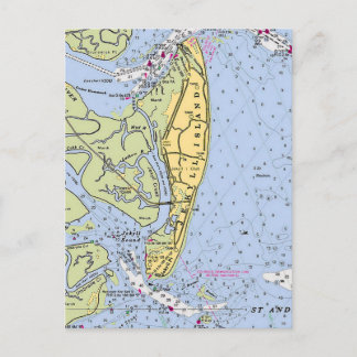 Jekyll Island Georgia Vintage Map Postcard