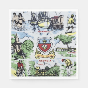 Jekyll Island Landmarks Party Napkin