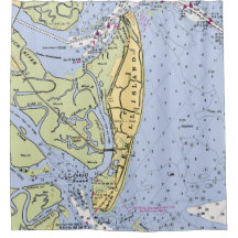 Jekyll Island Nautical Chart Shower Curtain