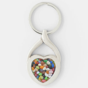 Jelly Bean black blue green Candy Texture Template Key Ring