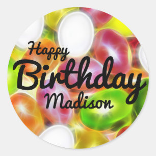 Jelly Bean Candy Personalised Happy Birthday Classic Round Sticker