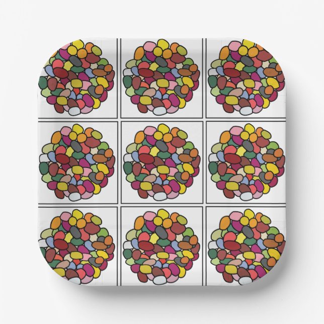 Jelly Bean Colourful Jelly Bean Party Paper Plate (Front)