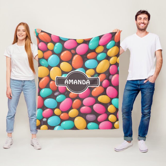 Jelly bean Mosaic Colourful Personalised Pattern Fleece Blanket (In Situ)