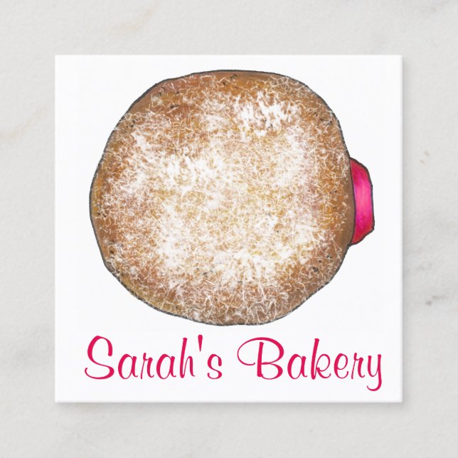 Jelly Doughnut Doughnut Bakery Bake Shop Baker Foo Square Business Card (Front)