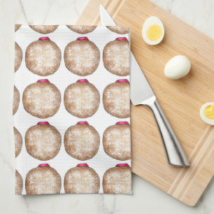 Jelly Doughnut Hanukkah Chanukah Holiday Sufganiyo Tea Towel