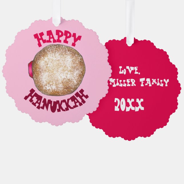 Jelly Doughnut Ugly Christmas Hanukkah Party Sweat Tree Decoration Card (Front/Back)